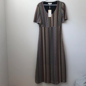 NWT-CREAM CLOTHING- Zigzag Pattern Lace-up dress